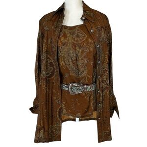 Double D Ranch Brown Paisley Top Set